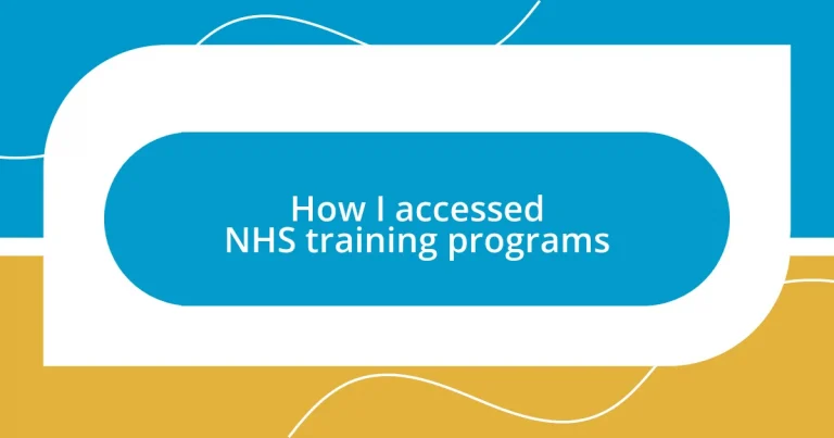 How I accessed NHS training programs